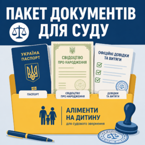Пакет документів аліменти на дитину для судовог звернення
