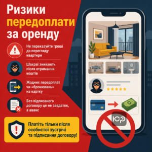 Шахрайство з орендою житла через вимогу передоплати до перегляду квартири