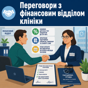 Переговори про self-pay знижку та розстрочку коли виник рахунок за лікування за кордоном