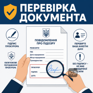 Проверка реквизитов при вручении уведомления о подозрении