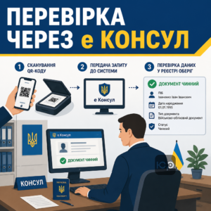 Сканирование QR-кода и проверка документа консулом через е Консул