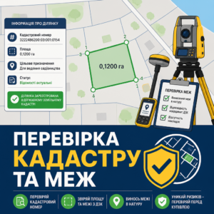 Перевірка кадастрового номера та геодезичних меж земельної ділянки перед купівлею