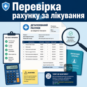 Отримання та перевірка itemized bill коли виникла хвороба за кордоном без страховки