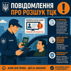 Сообщение о розыске ТЦК во время проверки документов полицией