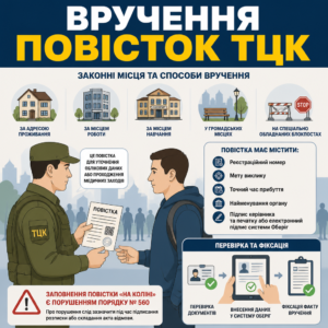 Законні місця та способи вручення повістки військовозобов'язаним громадянам