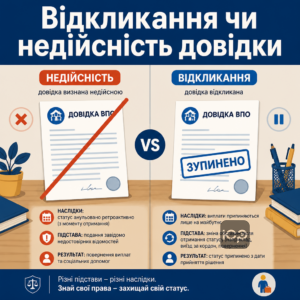 Разница между отзывом и признанием недействительной справки ВПЛ: юридические последствия и лишение статуса ВПЛ