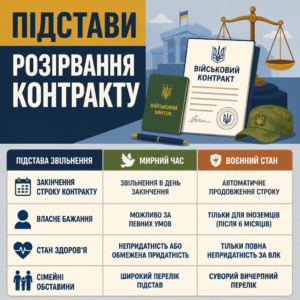 Підстави для розірвання військового контракту в різні правові режими