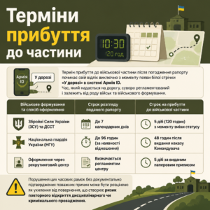 Строки та терміни прибуття до військової частини після СЗЧ