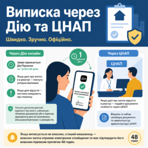 Снятие с регистрации места проживания через ДИЯ и ЦНАП