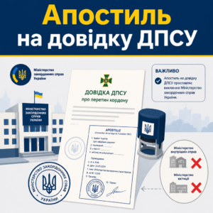 Проставление апостиля на справку ДПСУ в Министерстве иностранных дел Украины