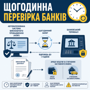 Арешт коштів та стягнення заставного майна банком через автоматизовану систему