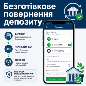 Безготівковий переказ депозиту на рахунок IBAN при відмові видачі готівки