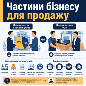 Розподіл часток та активів при продажу бізнесу