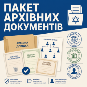 Пакет документів та архівні довідки на громадянство Ізраїлю