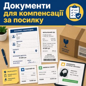 Оформлення накладної та розрахункових документів на пошті для підтвердження компенсації за пошкоджену посилку