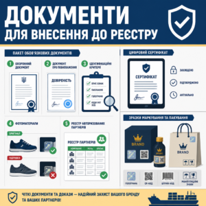 пакет документів для реєстрація в митному реєстрі та зразки маркування