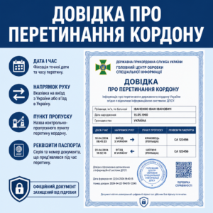 Официальная справка пограничников для подтверждения выезда из Украины