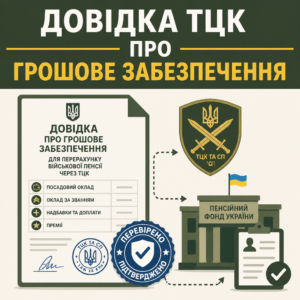 Довідка про грошове забезпечення для перерахунку військової пенсії через ТЦК