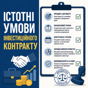 Істотні умови інвестиційного договору в господарській практиці