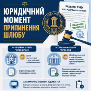 порядок розірвання шлюбу та набрання чинності рішенням суду