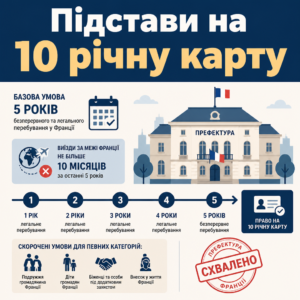 Умови та стаж для оформлення carte de residence у Франції