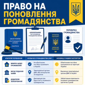 Правові підстави на поновлення громадянства України та категорії заявників