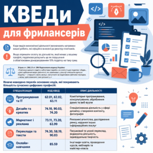 Коди КВЕД для ФОП фрилансера таблиця популярних спеціалізацій
