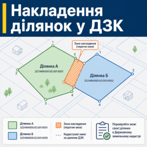 Накладення земельних ділянок та перетин меж у базі Державного земельного кадастру