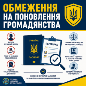 Підстави відмови та обмеження на поновлення громадянства України ДМС