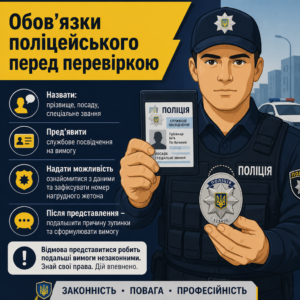 Служебное удостоверение и нагрудный жетон полицейского во время проверки документов