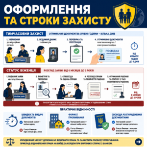 Процедура та строки оформлення тимчасового захисту і статусу біженця