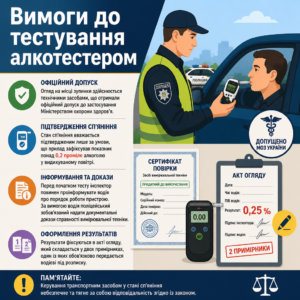 Тестування приладом під час медичного огляду водіїв на місці