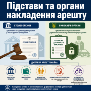 Органи які накладають арешт на майно боржника виконавчі та судові органи