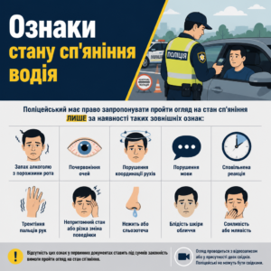 Фіксація ознак під час медичного огляду водіїв поліцейськими