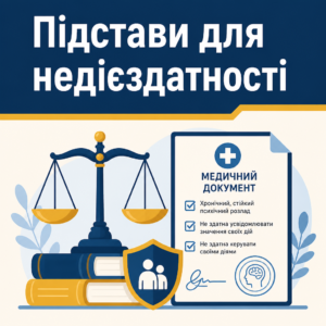 Підстави для визнання повнолітньої особи недієздатною та встановлення опіки