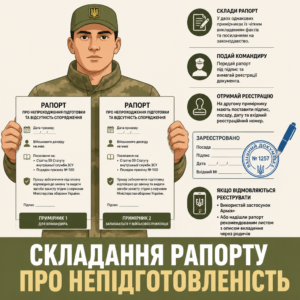 Подання рапорту про непроходження підготовки та відсутність спорядження