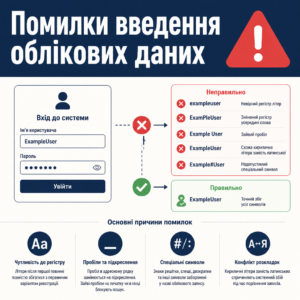 Типичные ошибки ввода логина и регистра букв в вики