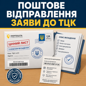 Правила відправлення цінного листа з описом вкладення до ТЦК