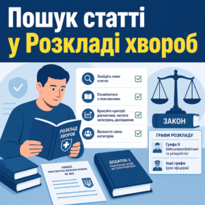Пошук власної статті та категорії ВЛК у Розкладі хвороб