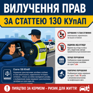 Позбавлення водійських прав за керування у стані сп'яніння та відмову від огляду