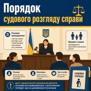 Позовне провадження про підтвердження одноосібного виховання дитини в районному суді