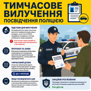 Процедура тимчасового вилучення посвідчення водія поліцейським на місці