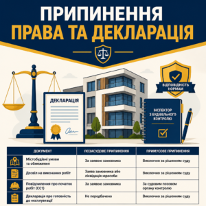 припинення права на виконання будівельних робіт та скасування декларації