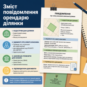 Реквізити та зразок повідомлення орендаря про зміну власника землі