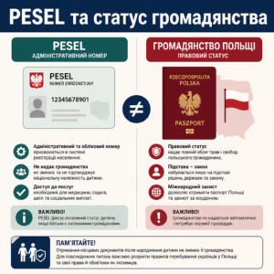 Різниця між номером PESEL та набуттям громадянства Польщі для дітей