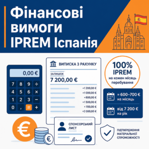 студентська віза в Іспанію розрахунок фінансових гарантій IPREM та спонсорство
