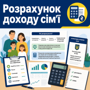розрахунок середньомісячного сукупного доходу для державної допомоги малозабезпеченим сім'ям