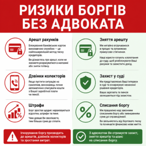 Ризики кредитних боргів без адвоката у сумах