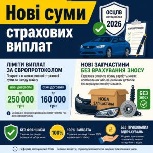 Ліміти виплат за європротоколом 2026 без врахування зносу