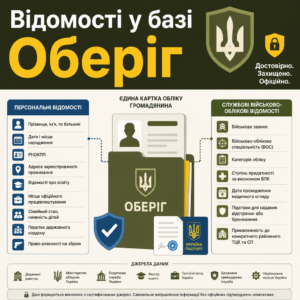 Структура персональних і службових даних у реєстрі Оберіг
